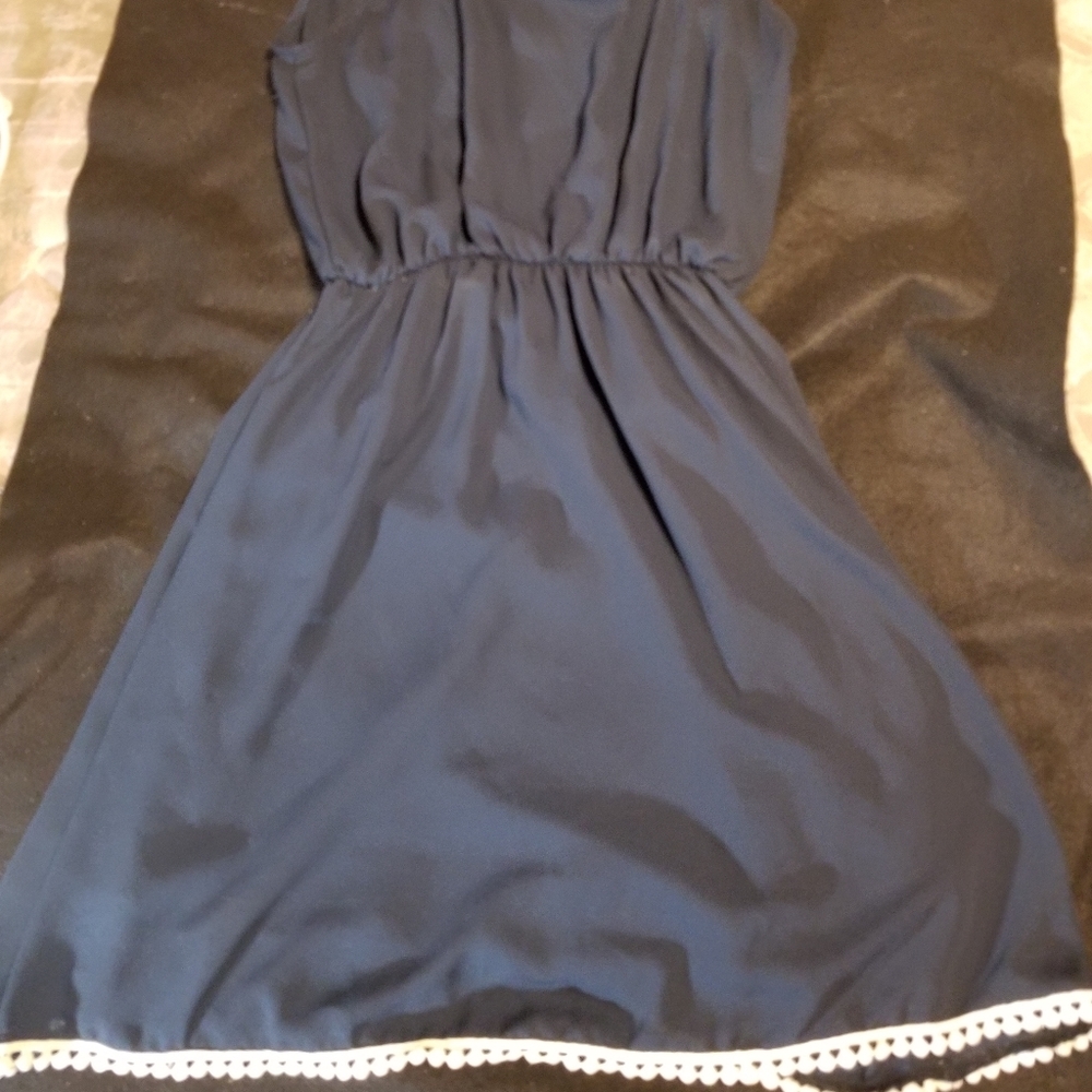 Blue spaghetti strap juniors dress